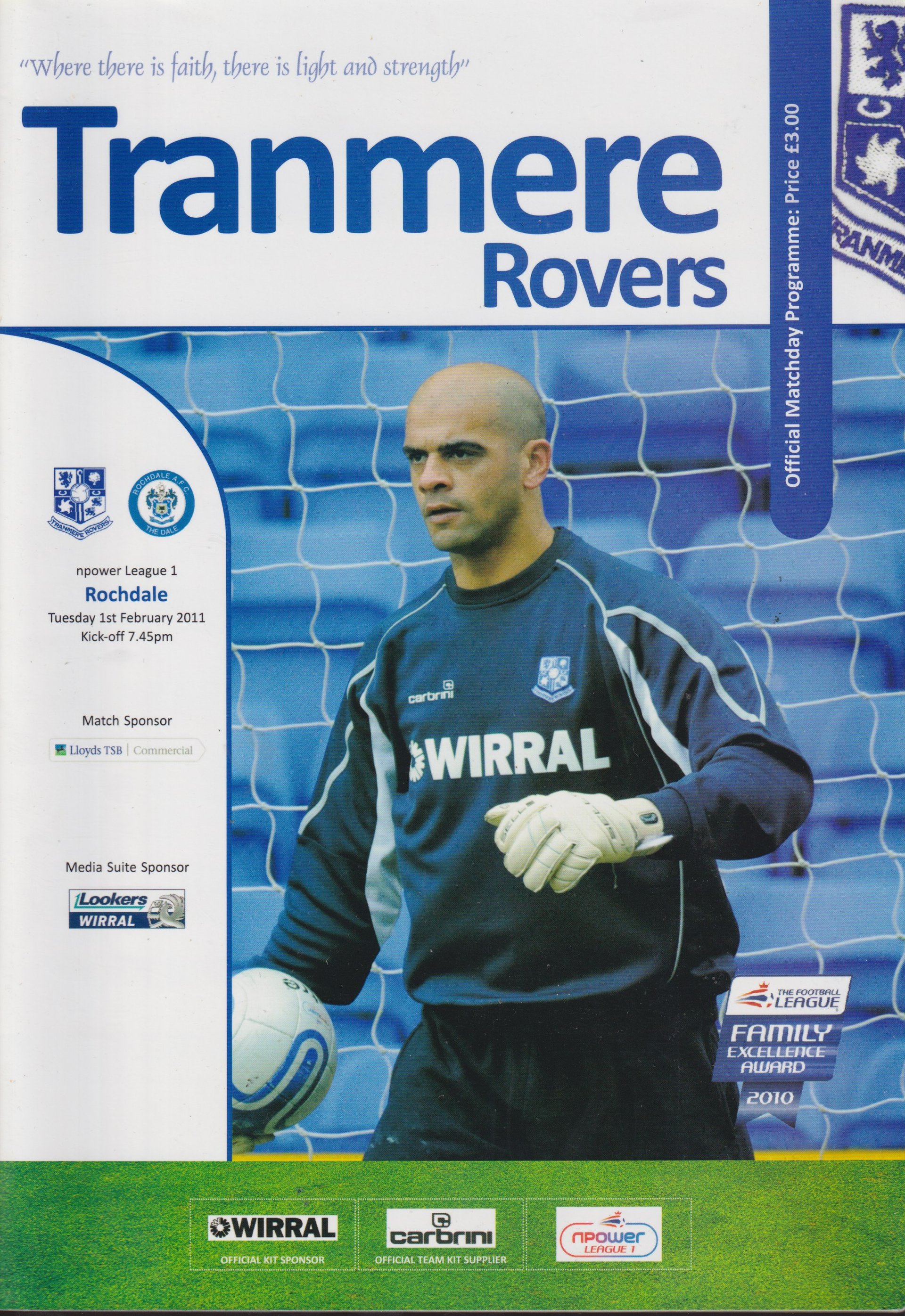 Tranmere Rovers v Rochdale match programme